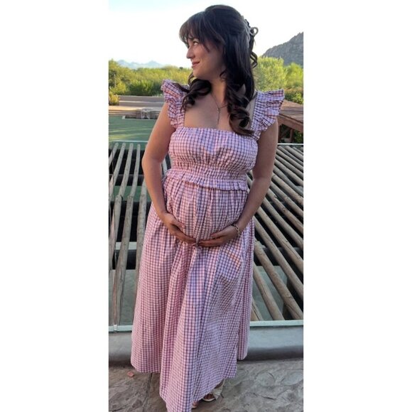 OHSEVENDAYS Maternity Elsi Dress in Purple Motif Size Medium - Picture 3 of 10